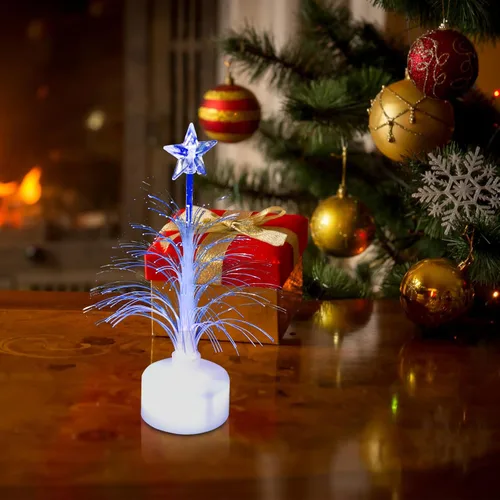 Vista 8 de Árbol de Navidad USB de fibra óptica con cambio de color para mesa de fiesta de Navidad