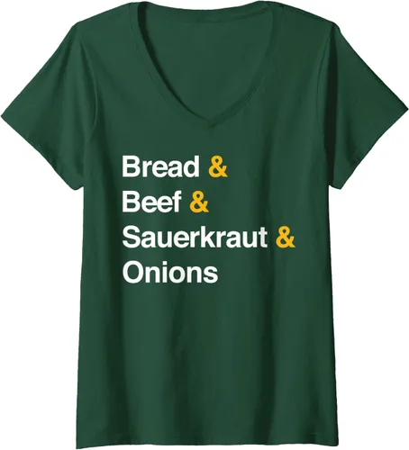 Vista 6 de Camiseta con cuello en V Nebraska Sandwich Runza para mujer, Negro