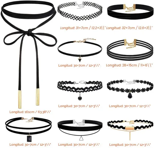 Vista 3 de PAXCOO Black Choker Necklaces Set for Women