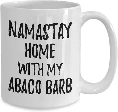Vista 2 de Abaco Barb Mug Namastay Home With My Today Funny Gift Idea Pet Lover Zen Coffee Tea Cup Large 15 oz