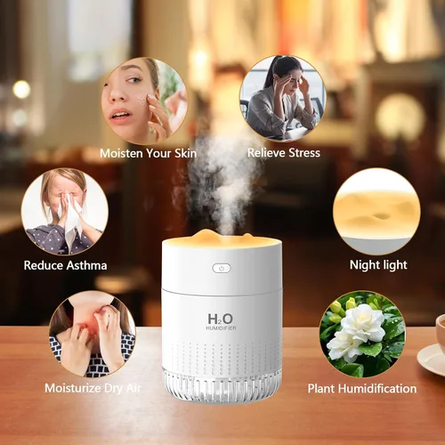 Vista 7 de HOTBAG Minihumidificador portátil para plantas de interior 500ml, pequeño humidificador de niebla fría USB recargable, minihumidificador