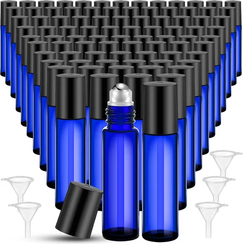 Vista 13 de 96 piezas de botellas de rodillo para aceites esenciales de 10 ml, botellas de vidrio vacías con bolas de acero inoxidable, a prueba de fugas