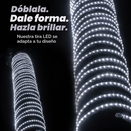 Vista 4 de luces LED en cuerda de 3/8 pulgadas color blanco -Tubo IP65 de PVC de cristal claro resistente al agua. Luces de decoración navideñas Blanco fresco