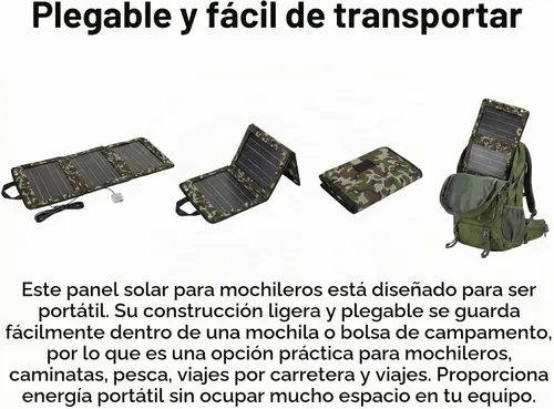 Vista 7 de Cargador portátil del panel solar 28W, ETFE plegable con los puertos dobles del USB