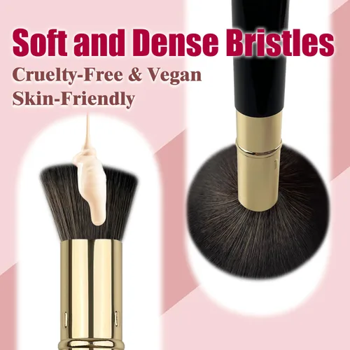 Vista 4 de Brochas de maquillaje retráctiles Kabuki, 2 piezas, brocha para polvo/brocha para base, rubor en polvo, bronceador, pulido, líquido, crema