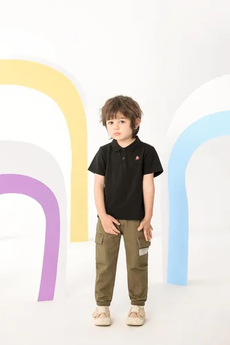 Vista 4 de Feidoog Pantalones deportivos de algodón sólido con cintura elástica para niños pequeños, paquete de 23