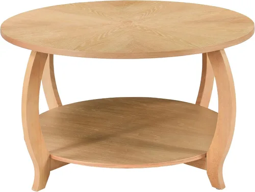 Vista 9 de Mesa auxiliar redonda para sala de estar, mesas de cóctel de madera maciza con parte superior empalmada, mesa central tradicional de madera
