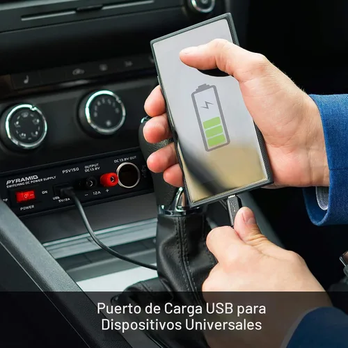Vista 5 de Pyramid Convertidor universal de fuente de alimentación AC-DC 12V: entrada de CA dual de 115/230V, puerto USB, terminal de tornillo para encendedor