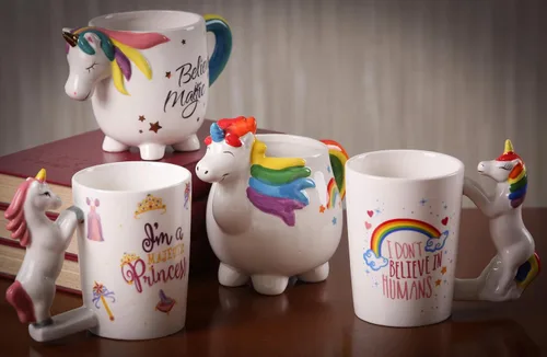 Vista 5 de Taza de cerámica para el hogar y la oficina, taza creativa de animales 3D de porcelana con asa para café, té, jugo, leche y agua, 14 onzas, taza