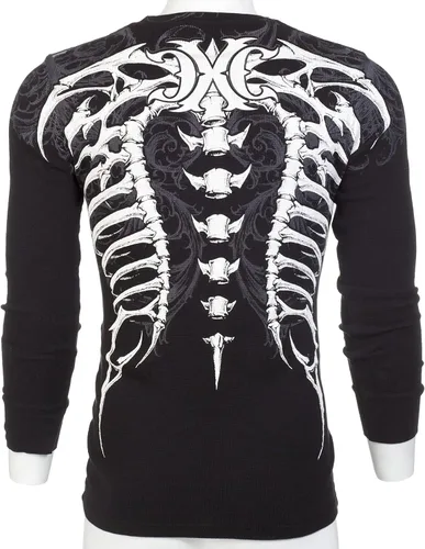 Vista 3 de Xtreme Couture by Affliction - Camisa térmica de manga larga para hombre VERTEBRAE, Negro