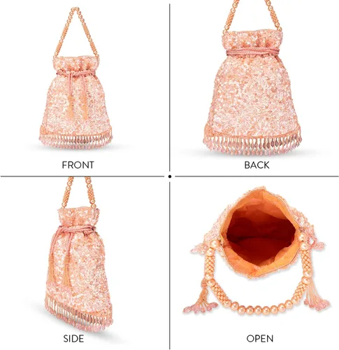 Vista 4 de Aheli Potli - Bolso de noche hecho a mano para mujer, elegante bolso de pulsera de moda nupcial para niñas