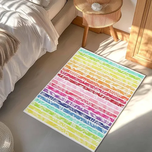 Vista 6 de Tapete de baño de arco iris, suave, para baño, ducha, bañera, cocina, tapete lavable, para dormitorio, cuarto de servicio, pasillo, moderno