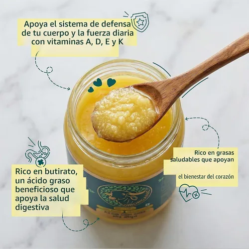 Vista 6 de GirOrganic Mantequilla A2 Ghee orgánica alimentada con pasto Mantequilla saludable alternativa A2 Ghee orgánica alimentada con pasto para cocinar
