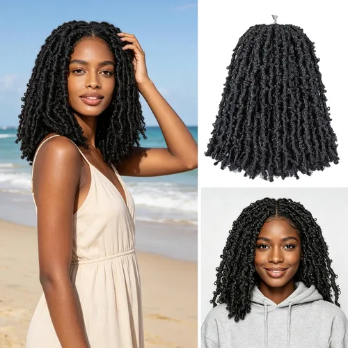 Vista 8 de Superlight Butterfly Locs - Cabello de ganchillo de 12 pulgadas, 6 paquetes