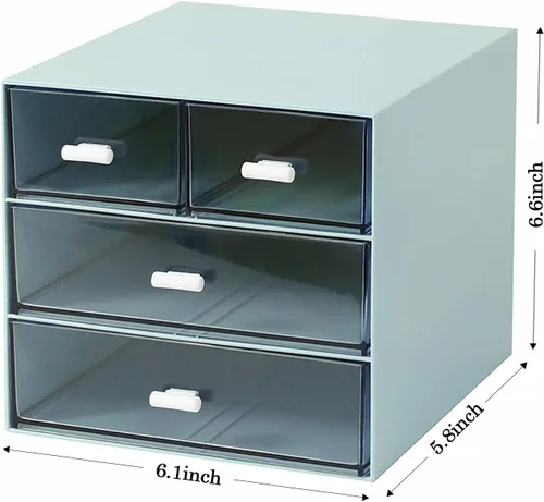 Vista 3 de MILULUGO Organizador de maquillaje con 4 cajones, organizador de escritorio, caja de almacenamiento de cosméticos para esmalte de uñas, lápiz