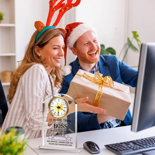 Vista 7 de Regalos de jefe para hombres, reloj de acrílico, el mejor regalo para hombres y mujeres, reloj de agradecimiento para líderes de oficina, gerente