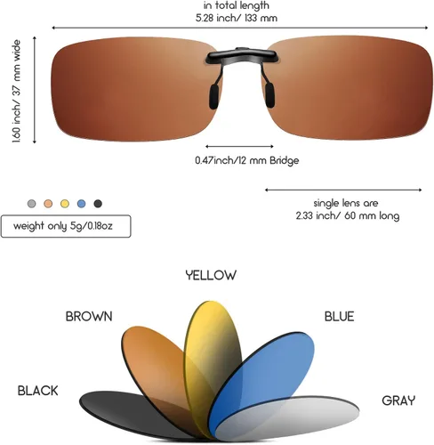 Vista 4 de Weewooday 5 piezas de gafas de sol polarizadas con clip en forma rectangular, sin borde, gafas ligeras para hombres y mujeres