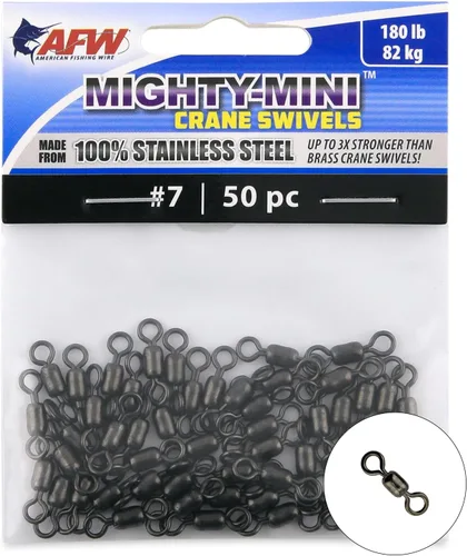 Vista 4 de AFW American Fishing Wire Fishing Swivels - Mighty Mini 100% Stainless Steel Crane Swivels, 3X Stronger Than Brass, for Terminal Tackle Box, Up to