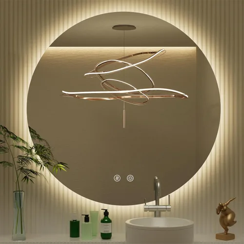 Vista 16 de Espejo LED para baño de 24 pulgadas, 3 temperaturas de color (3000K/4500K/6000K), retroiluminación regulable, antivaho, vidrio HD de 5MM, CRI 90+