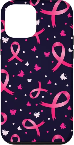 Vista 16 de Funda de soporte para iPhone 17 de mujeres de concientización sobre el cáncer de mama con patrón de cinta rosa