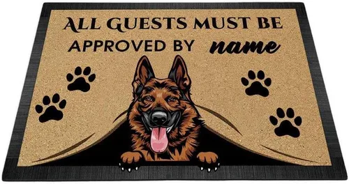 Vista 36 de Tapete personalizado con nombre de perro que mira al perro Cocker Spaniel, todos los invitados deben ser aprobados por alfombras para decoración