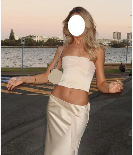 Vista 7 de Conjuntos de falda para mujer, 2 piezas, sin mangas, sin espalda, ombligueras, cintura alta, bodycon, maxi faldas, Y2K, fiesta, club