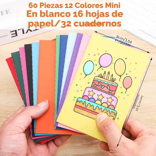 Vista 2 de BESARME Paquete de 60 mini cuadernos a granel, cuaderno de bolsillo pequeño Colorido