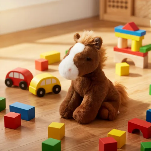 Vista 4 de The Petting Zoo Caballo de Peluche, Regalos para Niños, Animales Salvajes Wild Onez Babiez, Juguete de Peluche de Caballo Marrón 6 pulgadas