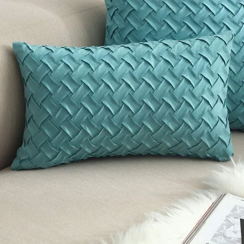 Vista 27 de vctops Funda de Almohada Decorativa con Patrón de Tejido de Canasta Boho, Gamuza Súper Suave, Funda de Cojín de Acento Cuadrada Sólida para Sillón