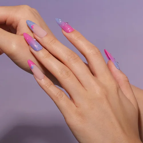 Vista 2 de Quaferen Puntas de uñas stiletto medianas: 240 piezas de puntas de uñas postizas acrílicas preformadas, stiletto, 12 tamaños, gel suave, cubierta