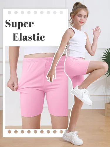 Vista 3 de Resinta Paquete de 6 pantalones cortos de ciclismo para niñas, ropa de verano, multicolor