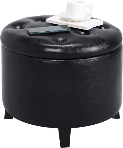 Vista 4 de Convenience Concepts Designs4Comfort - Otomana de almacenamiento, piel sintética negra