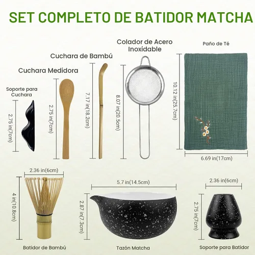 Vista 2 de Juego de batidor de matcha con cuenco, 8 piezas de cerámica para hacer