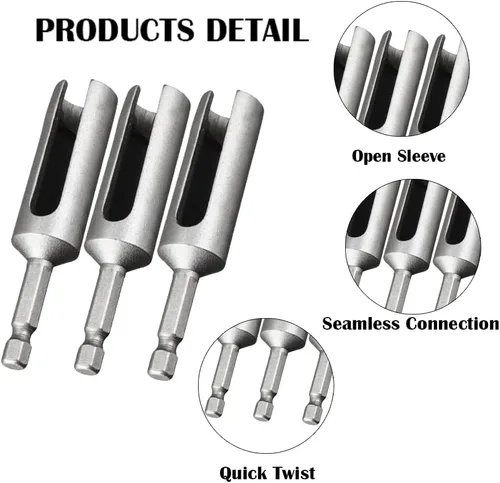 Vista 5 de Auniwaig 1/4" de cambio rápido 0.31" tuerca destornillador hexagonal broca ranurada broca herramienta 3.15" longitud 1pcs