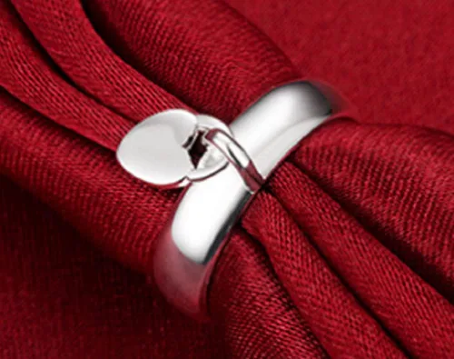 Vista 4 de Awmnjtmgpw - Anillo clásico de plata de ley 925 con forma de corazón para colgar en forma de corazón para mujer anillo de moda general tamaño 6-10