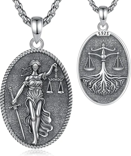 Vista 177 de EUDORA Collar de plata de ley 925 con moneda Hécate, Athena, Perséfono, Nyx, diosa de la luna triple, diosa celta, rueda de Hécate, llave, regalo