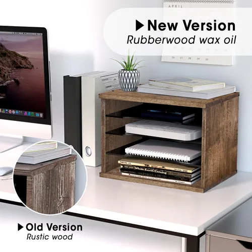 Vista 2 de J JACKCUBE DESIGN MK560A - Organizador de escritorio de madera rústica con 4 compartimentos para el hogar y la oficina, almacenamiento
