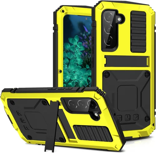 Vista 10 de Funda de metal para Samsung S23 de aluminio de grado militar, funda resistente con soporte de metal protector de pantalla a prueba de caídas, a