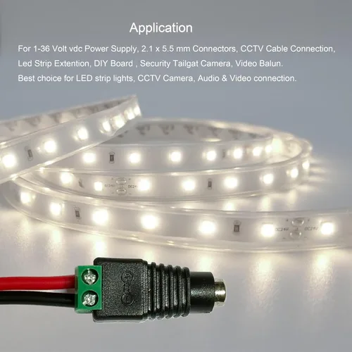 Vista 6 de DAYKIT 10 pares de adaptadores de enchufe de alimentación de 12 V macho+hembra 2.1 x 5.5 mm para cámara CCTV
