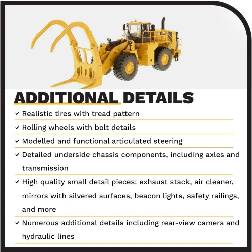 Vista 5 de Diecast Masters 1:50 Caterpillar 988K Cargadora de ruedas con garra - Serie High Line 85917