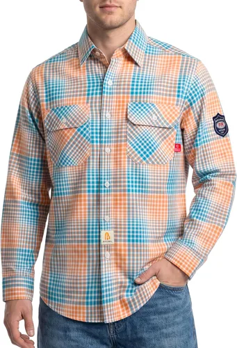 Vista 21 de BOCOMAL Men's FR Shirts 6.25oz Lightweight Flame Resistant Welding Workwear Rojo/Blanco