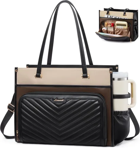 Vista 14 de LOVEVOOK PU Leather Laptop Bag for Women Work Purse Teacher Computer Tote Black