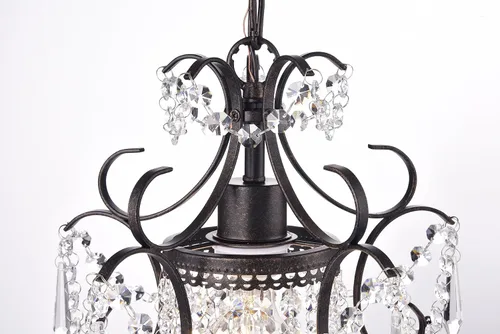 Vista 7 de Edvivi Amorette - Mini candelabro de cristal, 1 lámpara moderna y elegante de techo de bronce antiguo, iluminación colgante ajustable para armario