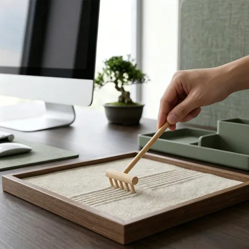 Vista 7 de YARNOW Juego de 20 mini rastrillos de jardín Zen, herramientas de arena de mesa de bambú para meditación de escritorio, pequeños accesorios