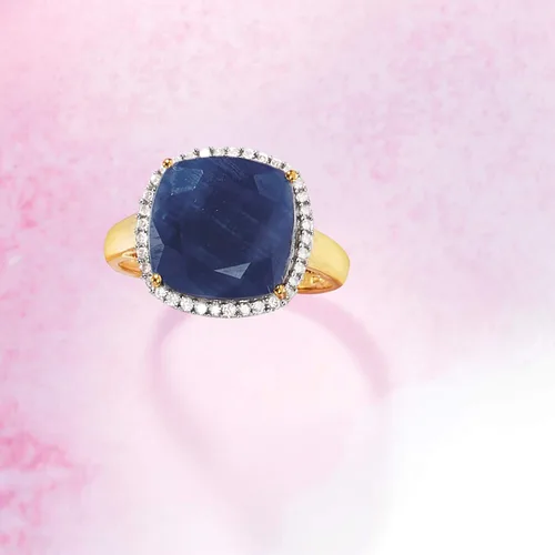 Vista 4 de Ross-Simons 7.10 Carat Sapphire and .16 ct. t.w. Diamond Ring in 14kt Yellow Gold