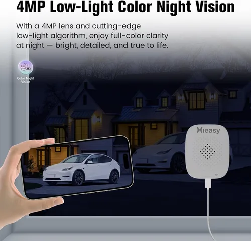 Vista 4 de Cámara de ventana de 4MP 2.5K, sin suscripción mensual, visión nocturna a todo color, detección de movimiento inteligente AI, WiFi de doble banda