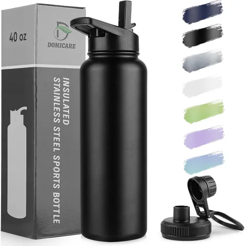 Vista 8 de DOMICARE Botella de agua para niños de 16 onzas para la escuela, de acero inoxidable, con aislamiento al vacío de doble pared, botella de agua