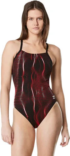 Vista 5 de Speedo Traje de baño de una pieza para niñas Endurance+ Flyback - colores de equipo sólidos para jóvenes Negro/Negro