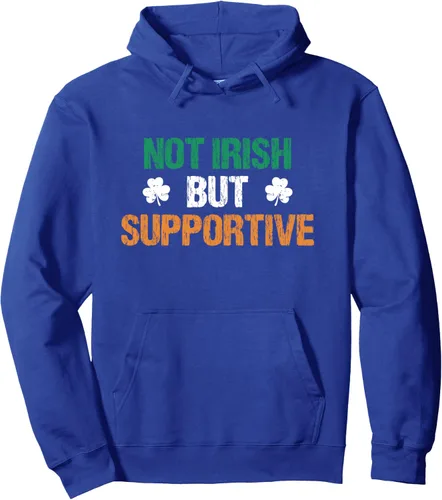 Vista 3 de Not Irish But Support Funny Apparel Vintage Irreland Irish Sudadera con capucha, Negro