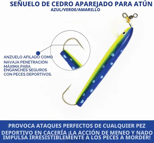 Vista 4 de Tapones de cedro aparejados de 6" - 6 piezas con bolsa de señuelo